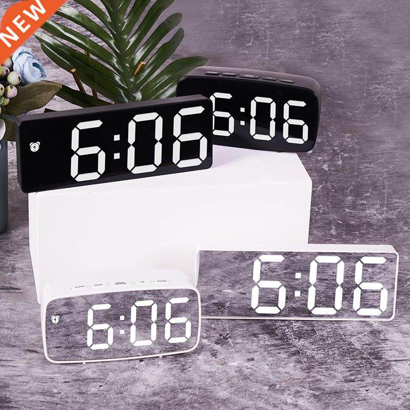 LED Mirror Digital Alarm Clock Night Lights Lamp Square
