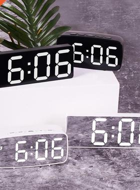 LED Mirror Digital Alarm Clock Night Lights Lamp Square