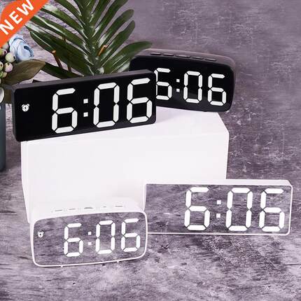 LED Mirror Digital Alarm Clock Night Lights Lamp Square