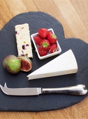 Black Solid Natural Slate Heart Shaped Dinner wedding Plate