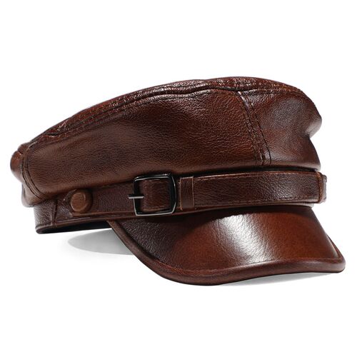Luxury Brand Hat Women Men Military Caps Black Real Leather
