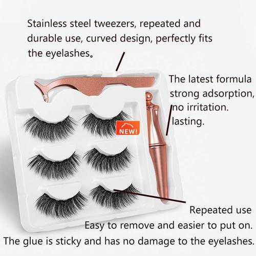 3D Mink Fake Eyelash Magnet Eyeliner Magnetic Eyelashes Mink