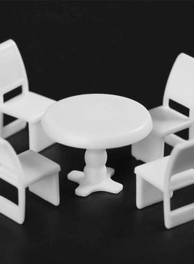 10 Sets Plastic Round Dining Table & Chair Model 1:50 Sc