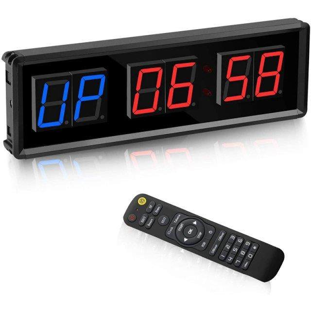 Gym Timer,LED Interval Timer Digital Countdown Wall Clock Fi