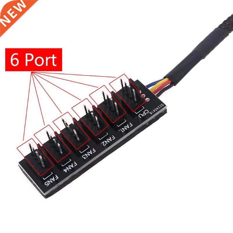 Endlesss PWM Fan Hub Splitter 4 Pin Black Sleeved 1 to 6 Way