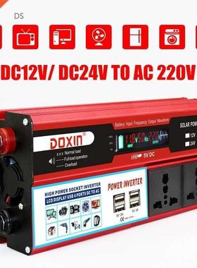 2000W 4 USB Sol Power Inverter DC12/24V to AC 220V Multi