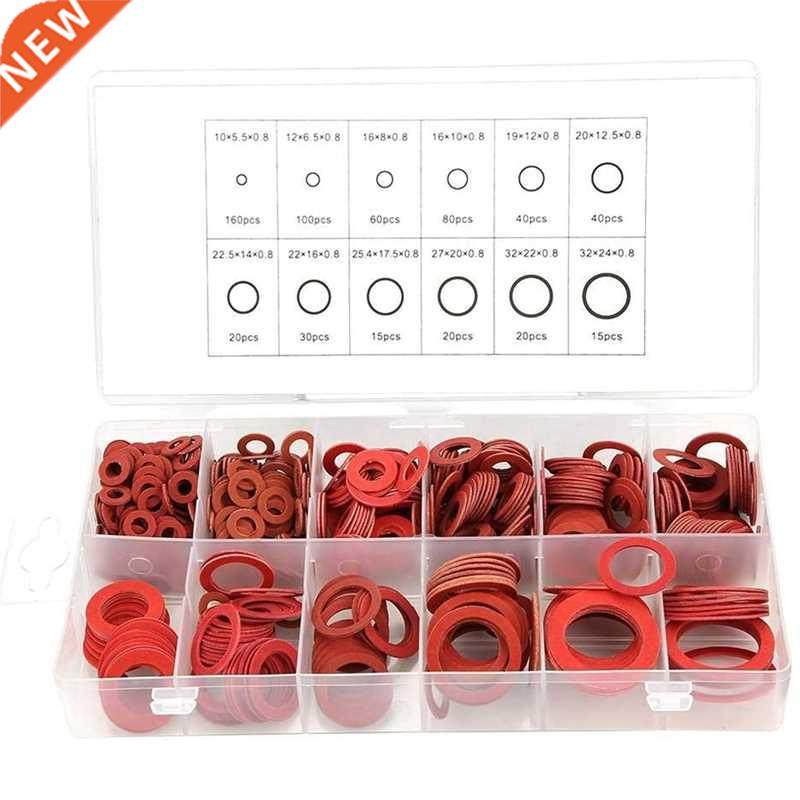 600Pcs Fiber Washer Assorted Kit 12 Sizes Red Steel Paper In