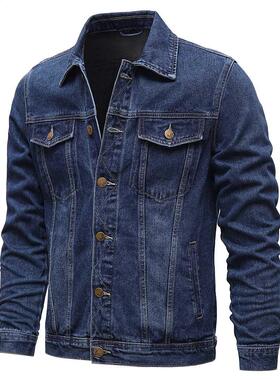 Spring Autumn Men Denim Jackets Casual Solid Color Lapel Sin