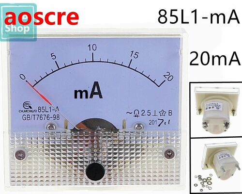 1PCS 85L1-mA 20mA AC White Plastic Shell Analog Panel AMP Me