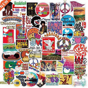 50PCS Woodstock Music Festival Stickers Laptop Guitar Lugga