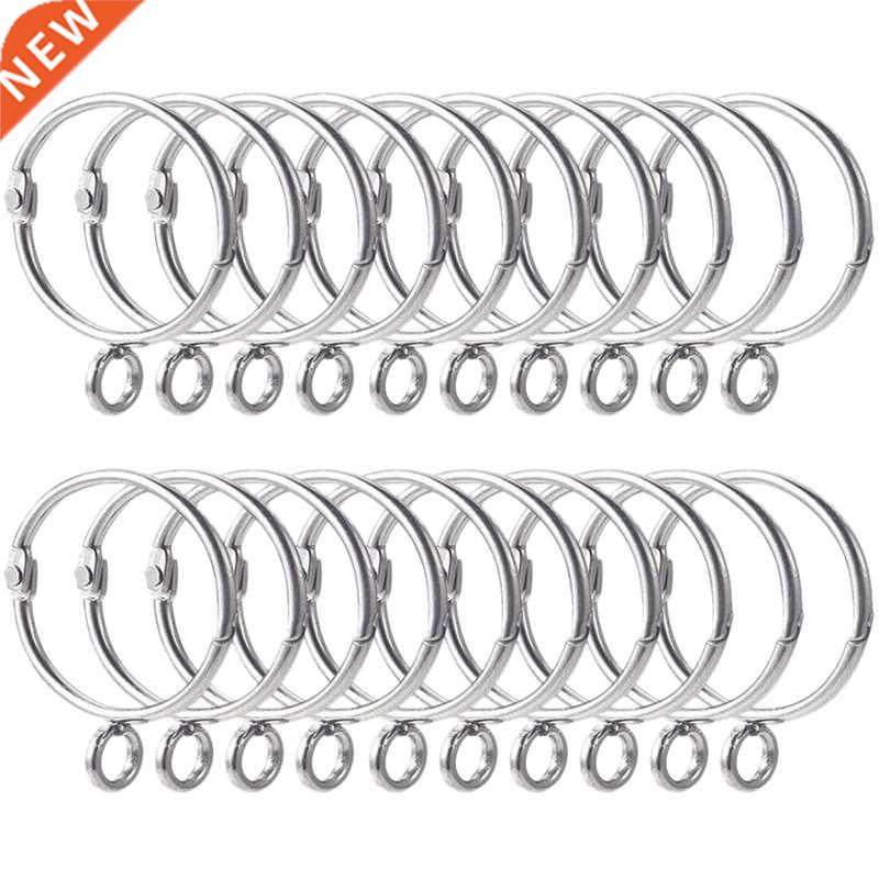 20 Pcs Openable Silver Curtain Rings Open and Close Metal Ru