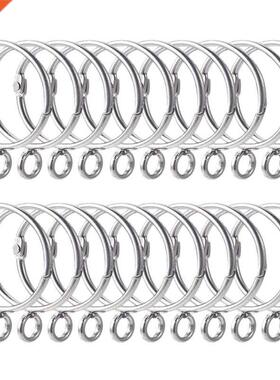 20 Pcs Openable Silver Curtain Rings Open and Close Metal Ru