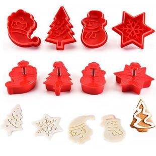 4 Pieces Cookie Molds Xmas Chocolate Cake Mould Santa Butter