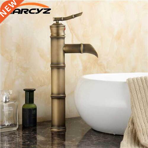 Basin Faucet Antqiue Brass Bamboo Waterfall Bathroom Sink F