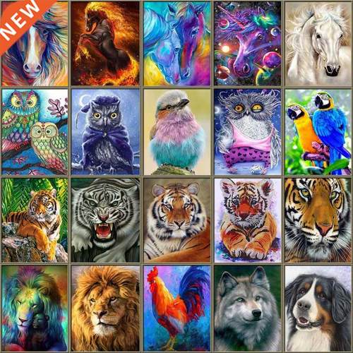 5D Diamond Painting Animals Horse Diamond Mosaic Tiger Lion