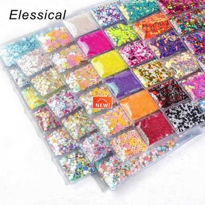 6 grid/bag Mixed Nail Glitter Powder Sequins Colorful Nail