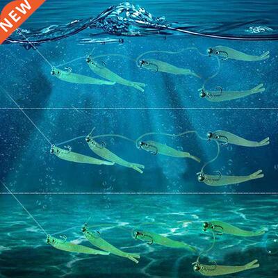 AS Cluster Soft Lure Fishing Bait Pesca Jig Head T Tail Wobb
