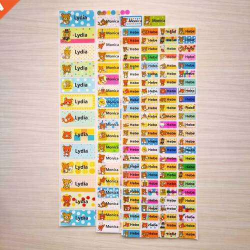 Size Cute Bear Customize Name Stickers Girl Boy Unique Dec
