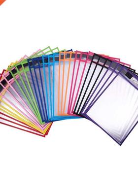 30 Pack Dry Erase Pockets PVC Transparent Sewn Dry Erase Fil