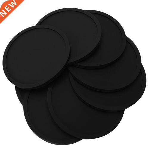 Silicone Black Drink Coasters Set of 8 Non-slip Round Soft S