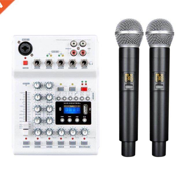 4 Channel Audio Mixer Console with Wireless Microphone Sound