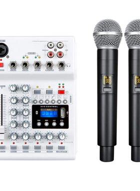 4 Channel Audio Mixer Console with Wireless Microphone Sound