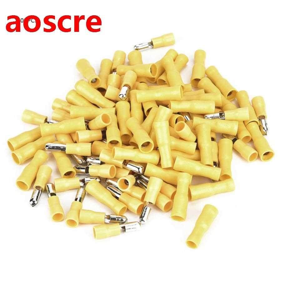 100Pcs Yellow Head Insulated Crimp Terminal Accessories 24A