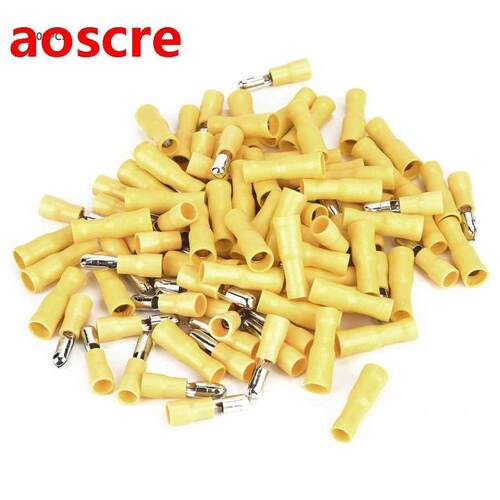 100Pcs Yellow Head Insulated Crimp Terminal Accessories 24A