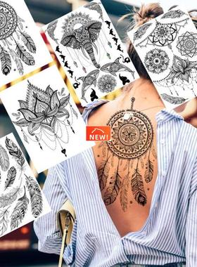 Black Dreamcatcher Temporary Tattoos Sticker For Women