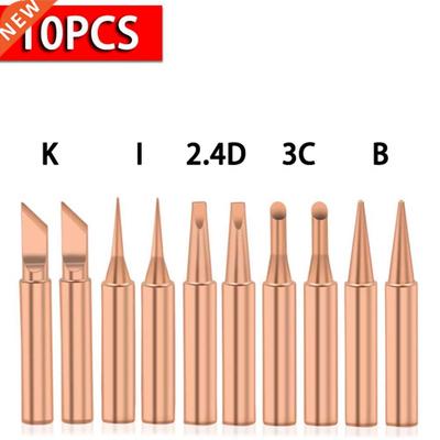 10Pcs 900M-T Pure Copper Soldering Iron Tips I+B+K+2.4D+3C L