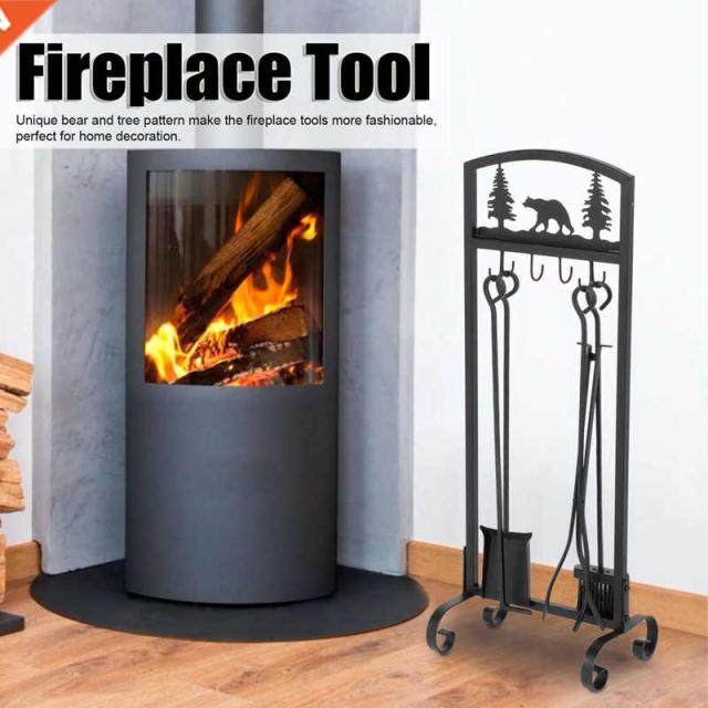 5Pcs/Set Fireplace Tools Indoor Wrought Iron Fire Set Access