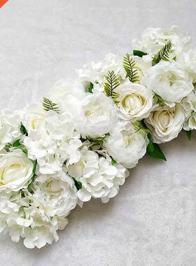 rtificil Peony Rose Hydrnge Row Wedding Bckground Fke