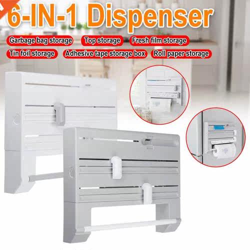 6-IN-1 Wall Mounted Paper Towel Rack Tissue Rack Film Holder