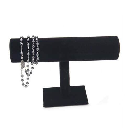 Black Velvet Bracelet Chain Watch T-Bar Rack Jewelry Hard Di