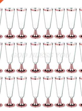 High Quality 150 ml Plastic Rose Gold Rimmed Clear Hard Disp