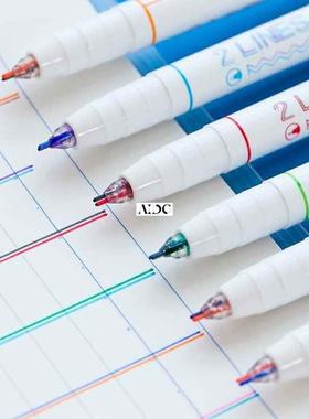2 lines pen set Double line water ink Red Blue cor tip A