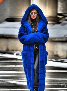 2022 Casual Faux Fur Coat Women Hoodies Furry Thick Warm Lon