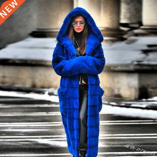 2022 Casual Faux Fur Coat Women Hoodies Furry Thick Warm Lon