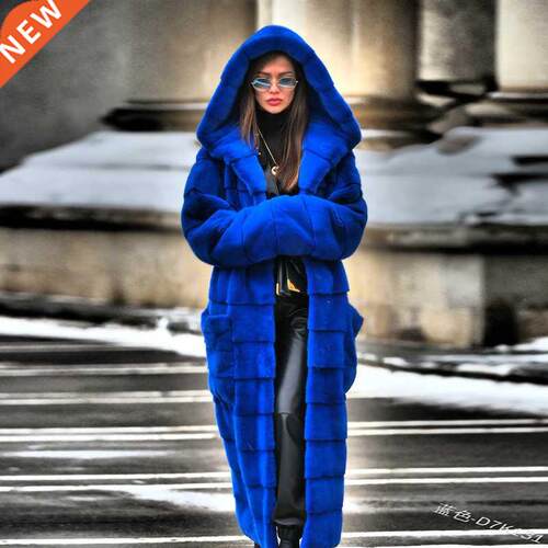 2022 Casual Faux Fur Coat Women Hoodies Furry Thick Warm Lon