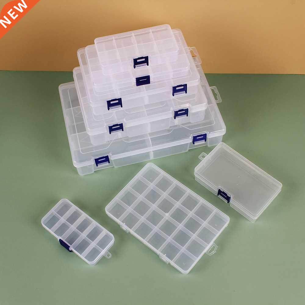 Plastic Storage Box Transparent Jewelry Case Adjustable Comp