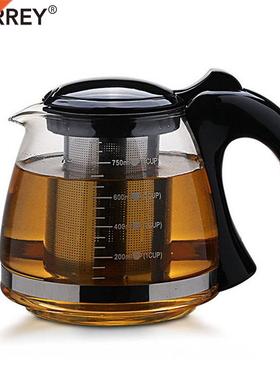 BORREY Large Capacity Flower Tea pot Set Glass Transparent B