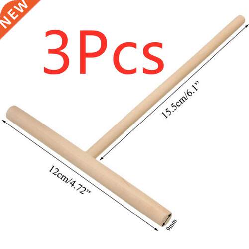 T Shape Wooden Crepe Maker Pancake Batter Spreader Stick Hom