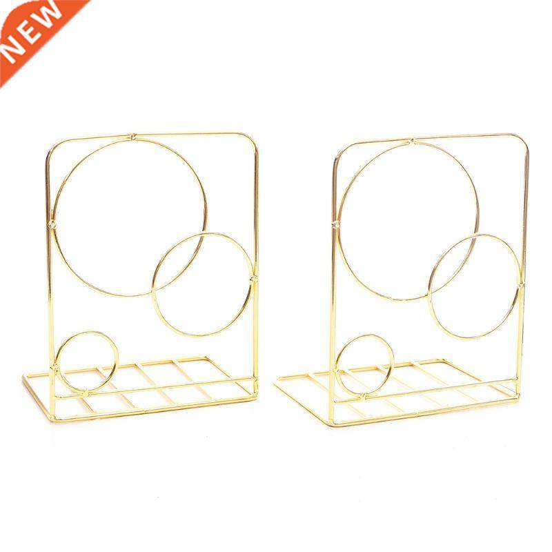 2pcs Round Circle Metal Desktop Bookends Book Ends Support S