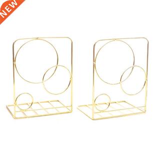 2pcs Round Circle Metal Desktop Bookends Book Ends Support S