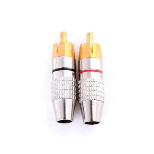 2PCS Gd RCA Plug Sder Audio Video Adapter Connector Male
