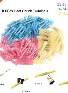 100Pcs/Set Waterproof Heat Shrink Butt 3 Sizes Crimp Termina