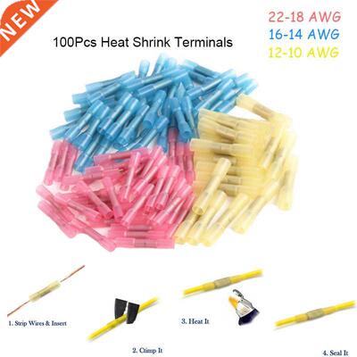 100Pcs/Set Waterproof Heat Shrink Butt 3 Sizes Crimp Termina