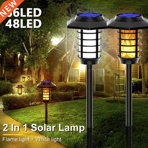 48/66 LED 2 In 1 LED Solar Flame Torch Lamp Outdoor Solar Ga