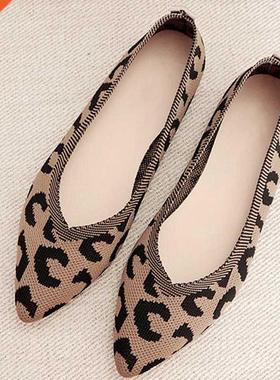 2022 Fashion Breathable Leopard Mesh Ballet Flats Pointed To