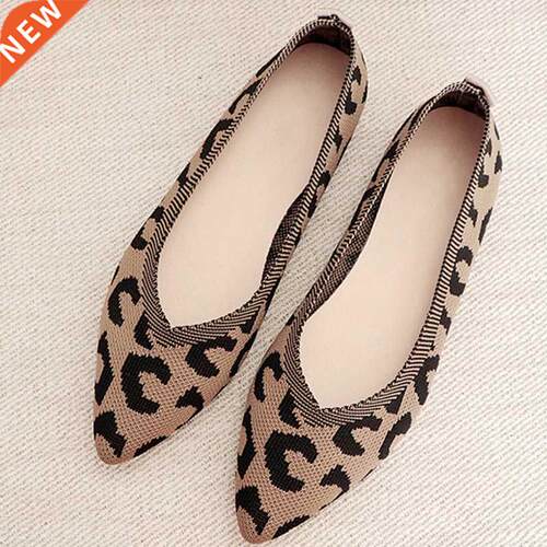 2022 Fashion Breathable Leopard Mesh Ballet Flats Pointed To